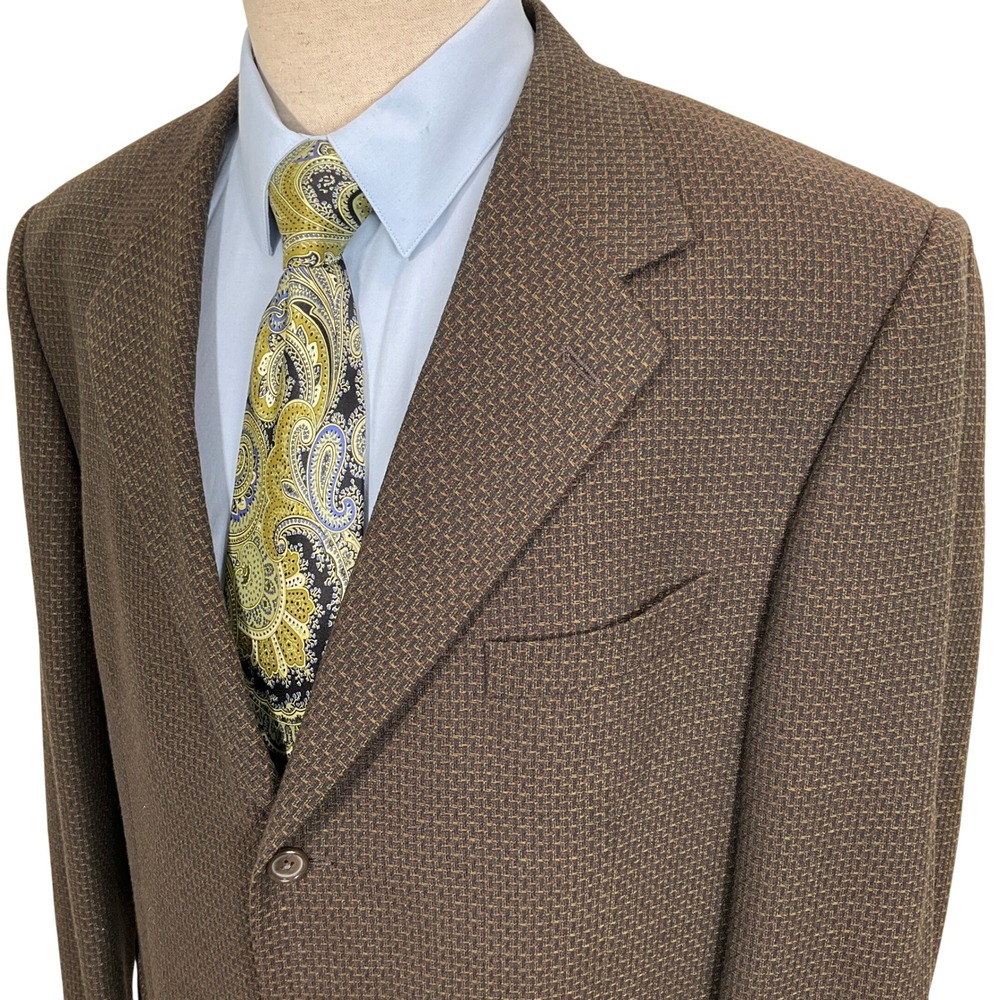 TALLIA UOMO Blazer‎ Mens 46L Brown Gray Sabbia Textured Jacket Worsted Wool